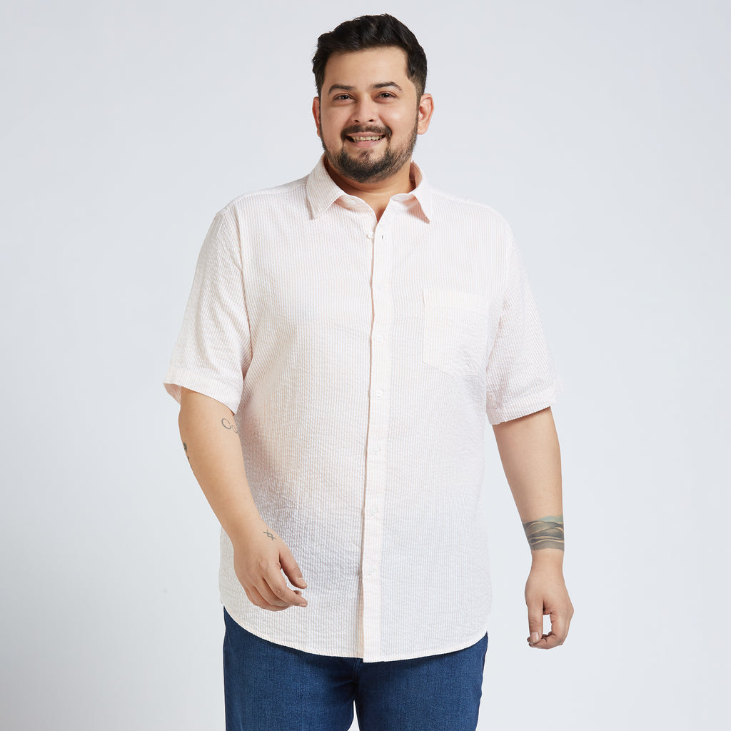 Plus Size Casual Shirt | 4XL - 10XL | 100% Cotton | Peach
