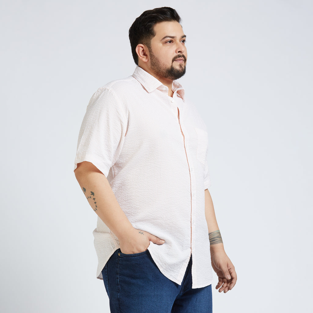 Plus Size Casual Shirt | 4XL - 10XL | 100% Cotton | Peach