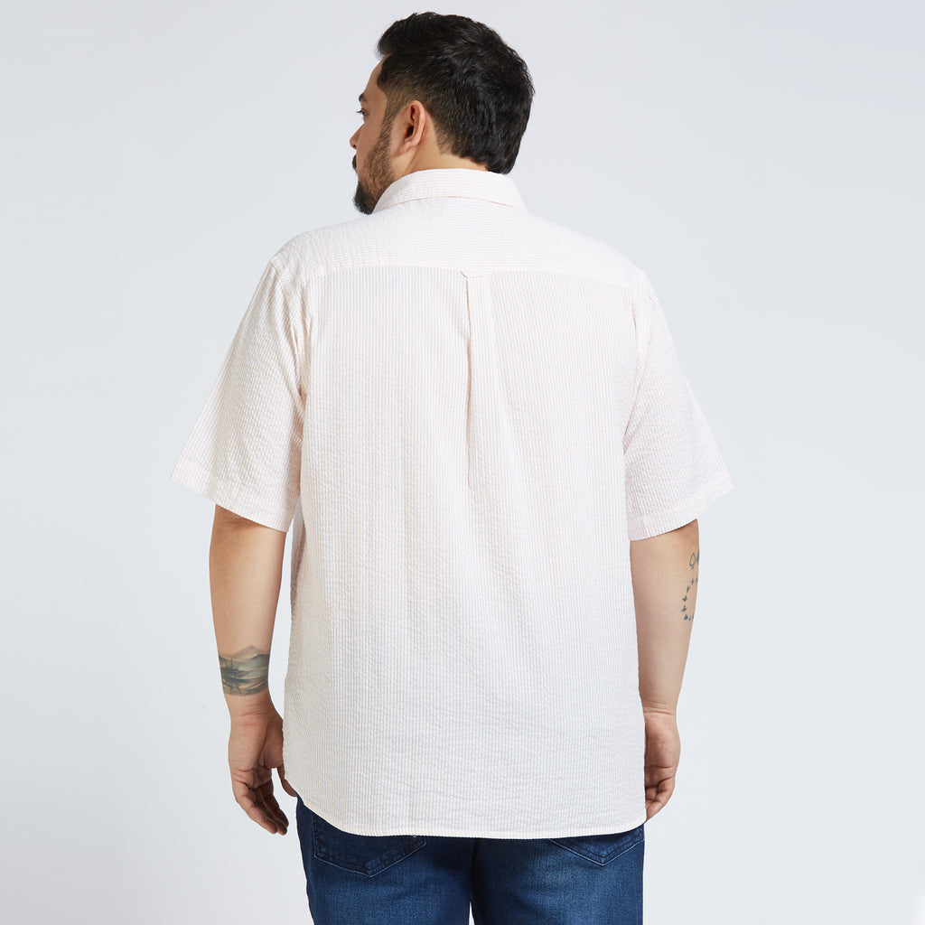 Plus Size Casual Shirt | 4XL - 10XL | 100% Cotton | Peach