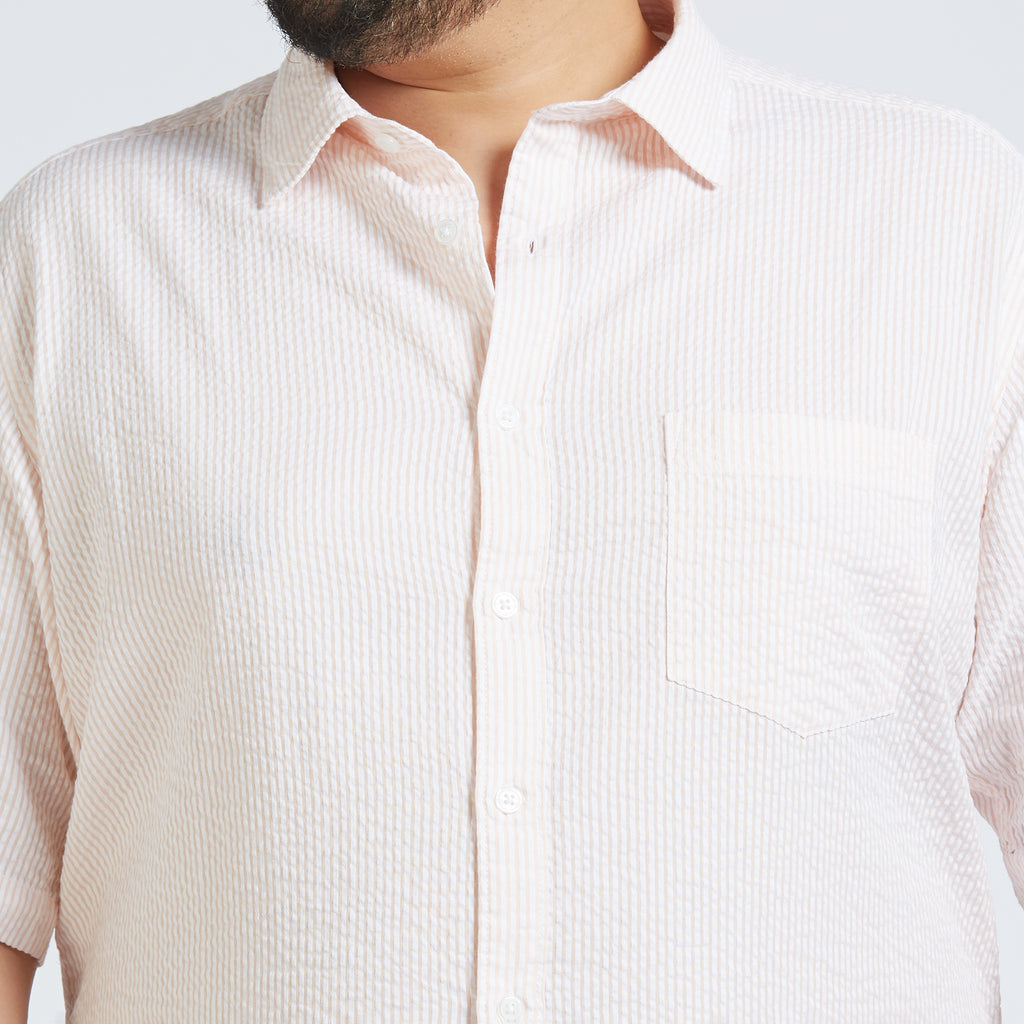 Plus Size Casual Shirt | 4XL - 10XL | 100% Cotton | Peach