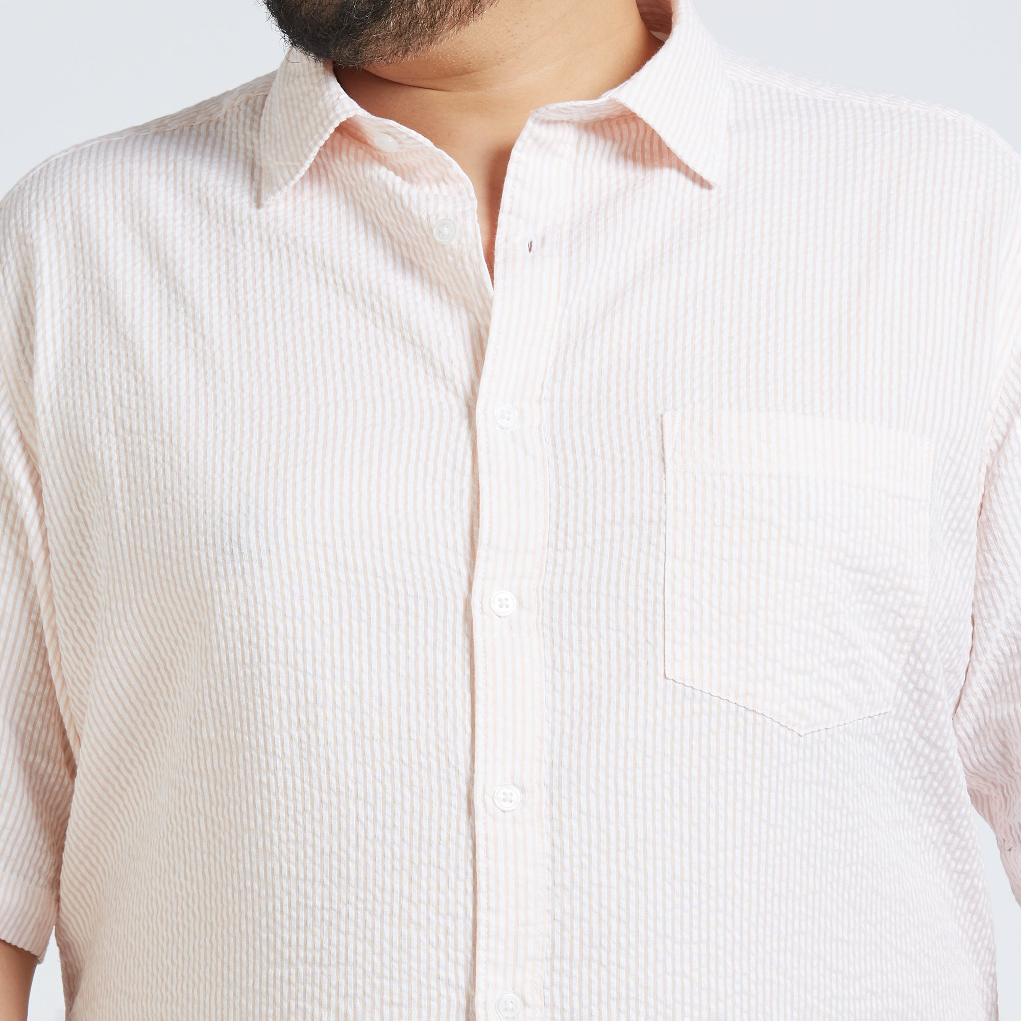 Plus Size Casual Shirt | 4XL - 10XL | 100% Cotton | Peach
