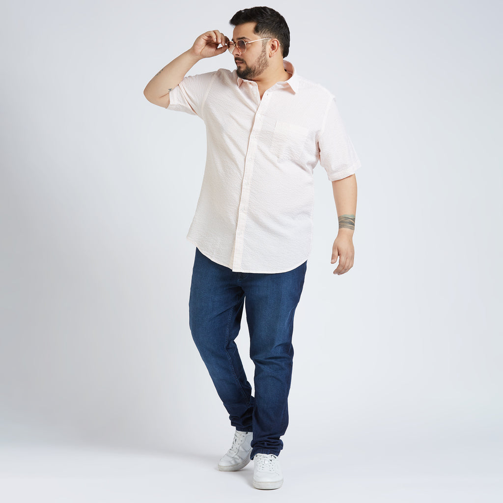 Plus Size Casual Shirt | 4XL - 10XL | 100% Cotton | Peach
