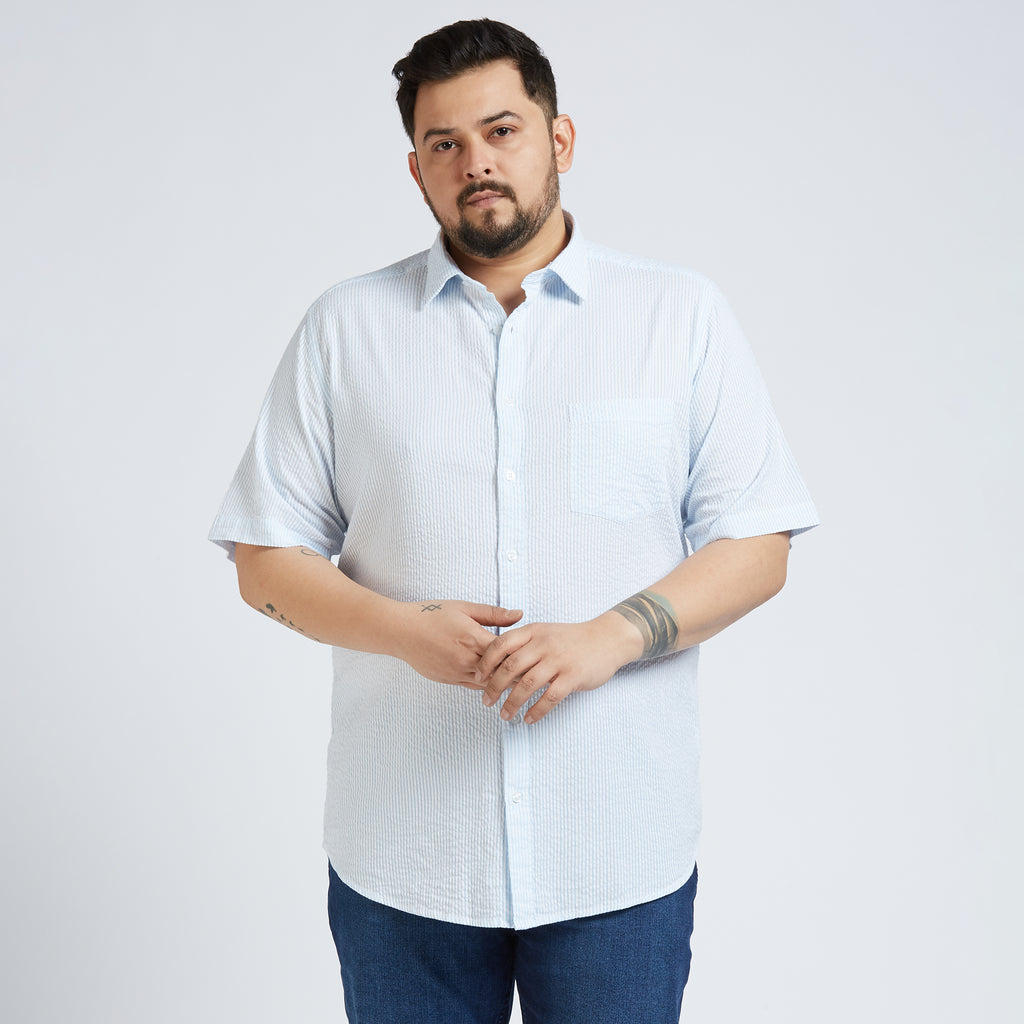 Plus Size Casual Shirt | 4XL - 10XL | 100% Cotton | Blue