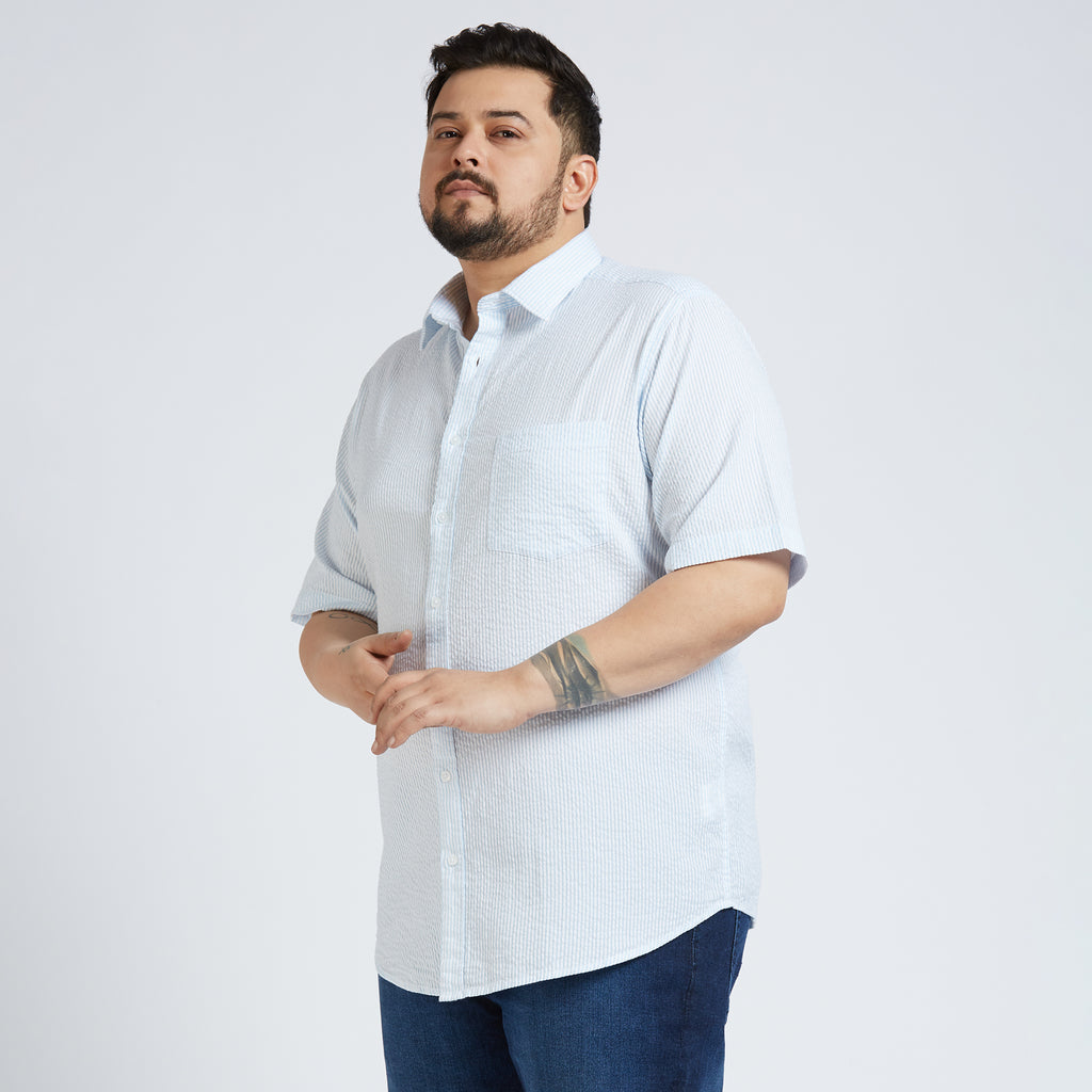 Plus Size Casual Shirt | 4XL - 10XL | 100% Cotton | Blue
