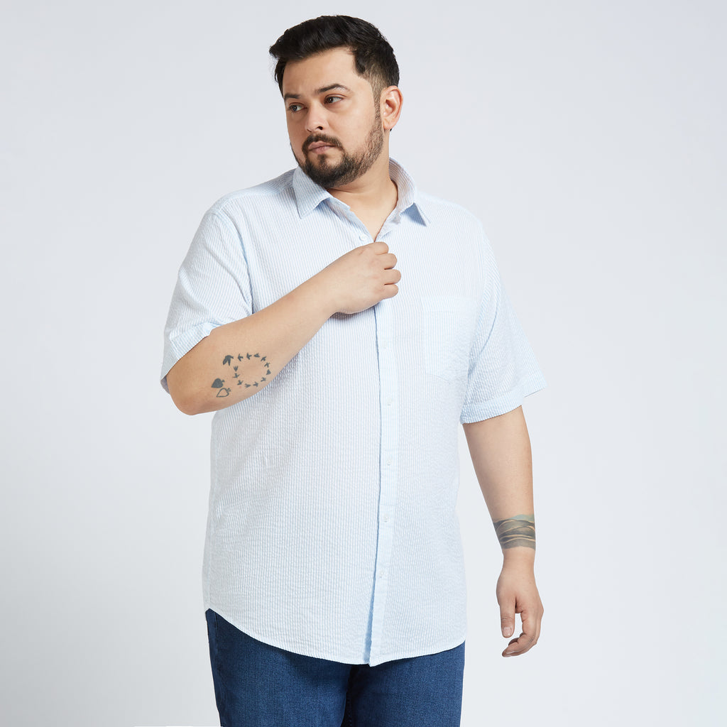 Plus Size Casual Shirt | 4XL - 10XL | 100% Cotton | Blue