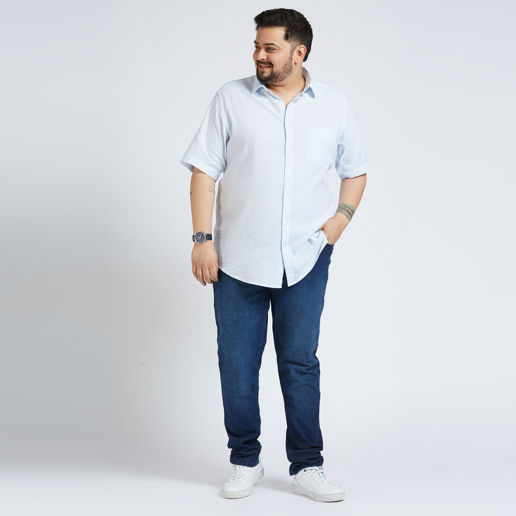 Plus Size Casual Shirt | 4XL - 10XL | 100% Cotton | Blue