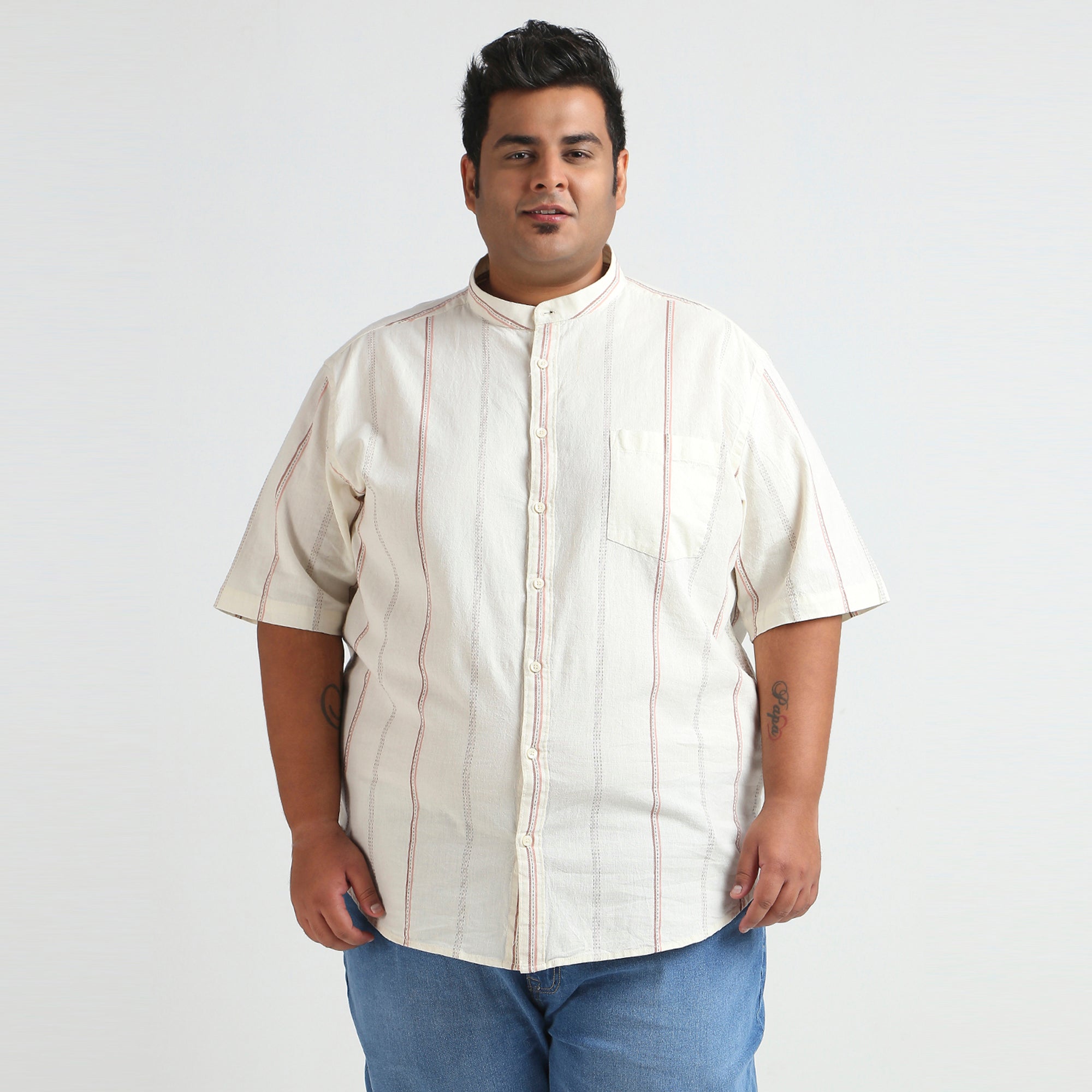 Plus Size Casual Shirt | 4XL - 10XL | 100% Cotton | Off White