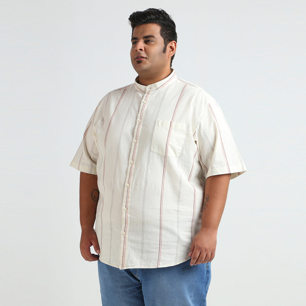 Plus Size Casual Shirt | 4XL - 10XL | 100% Cotton | Off White