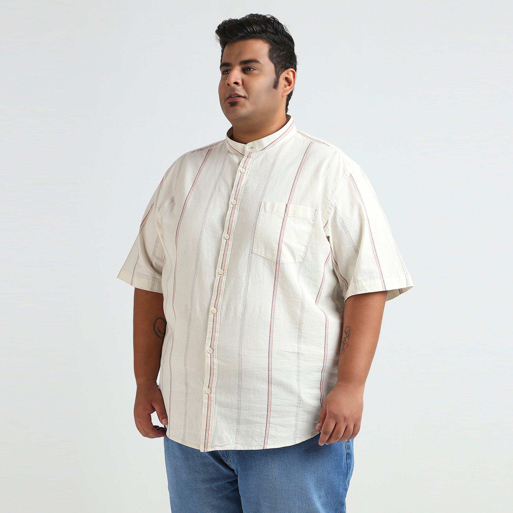 Plus Size Casual Shirt | 4XL - 10XL | 100% Cotton | Off White
