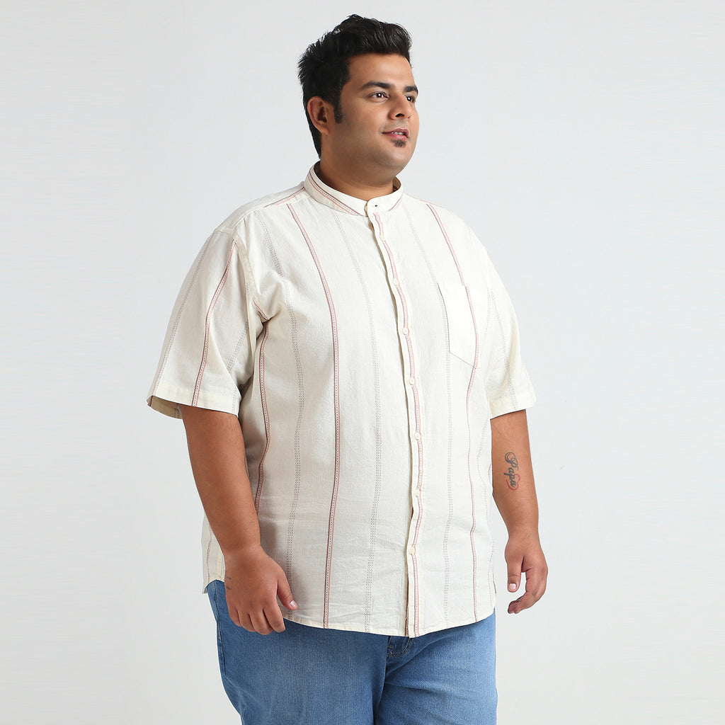 Plus Size Casual Shirt | 4XL - 10XL | 100% Cotton | Off White