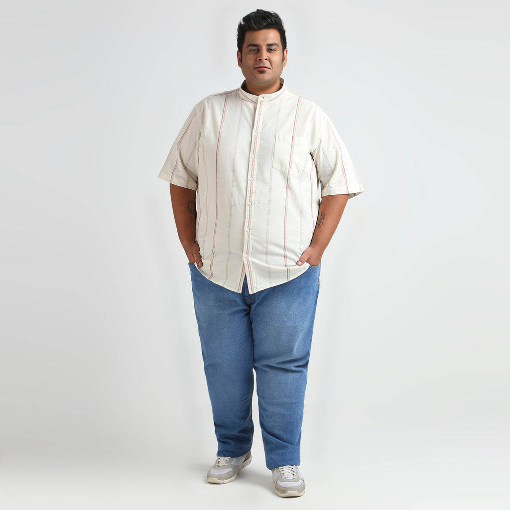 Plus Size Casual Shirt | 4XL - 10XL | 100% Cotton | Off White
