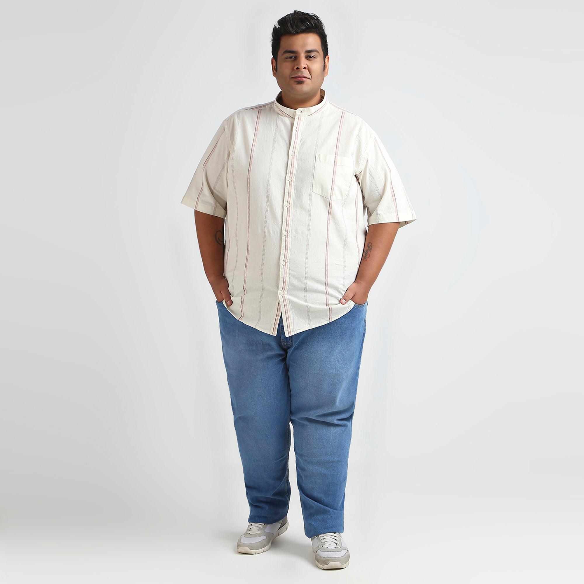 Plus Size Casual Shirt | 4XL - 10XL | 100% Cotton | Off White