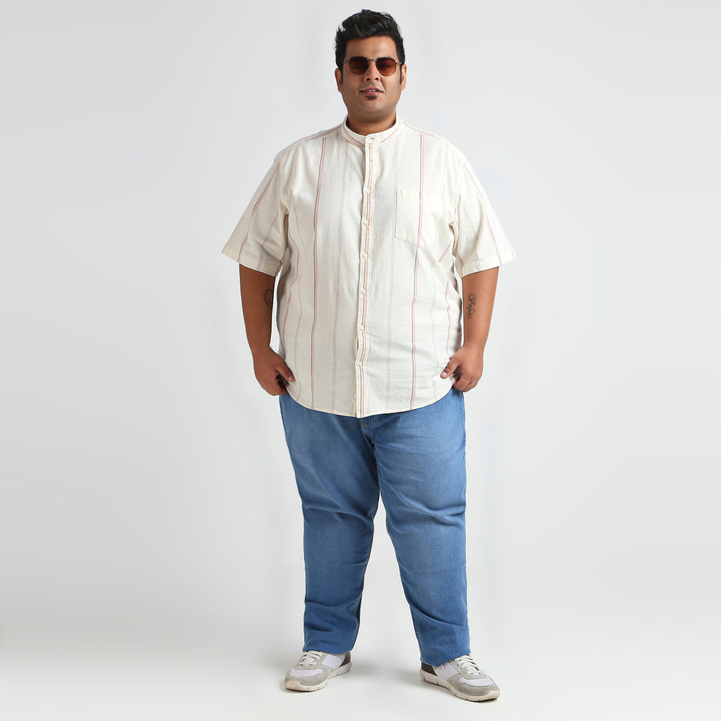 Plus Size Casual Shirt | 4XL - 10XL | 100% Cotton | Off White