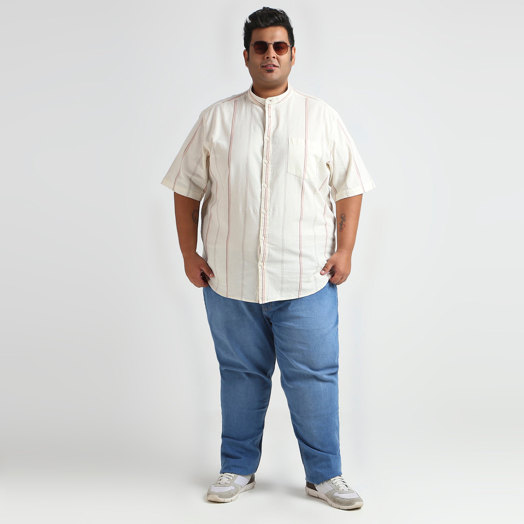 Plus Size Casual Shirt | 4XL - 10XL | 100% Cotton | Off White