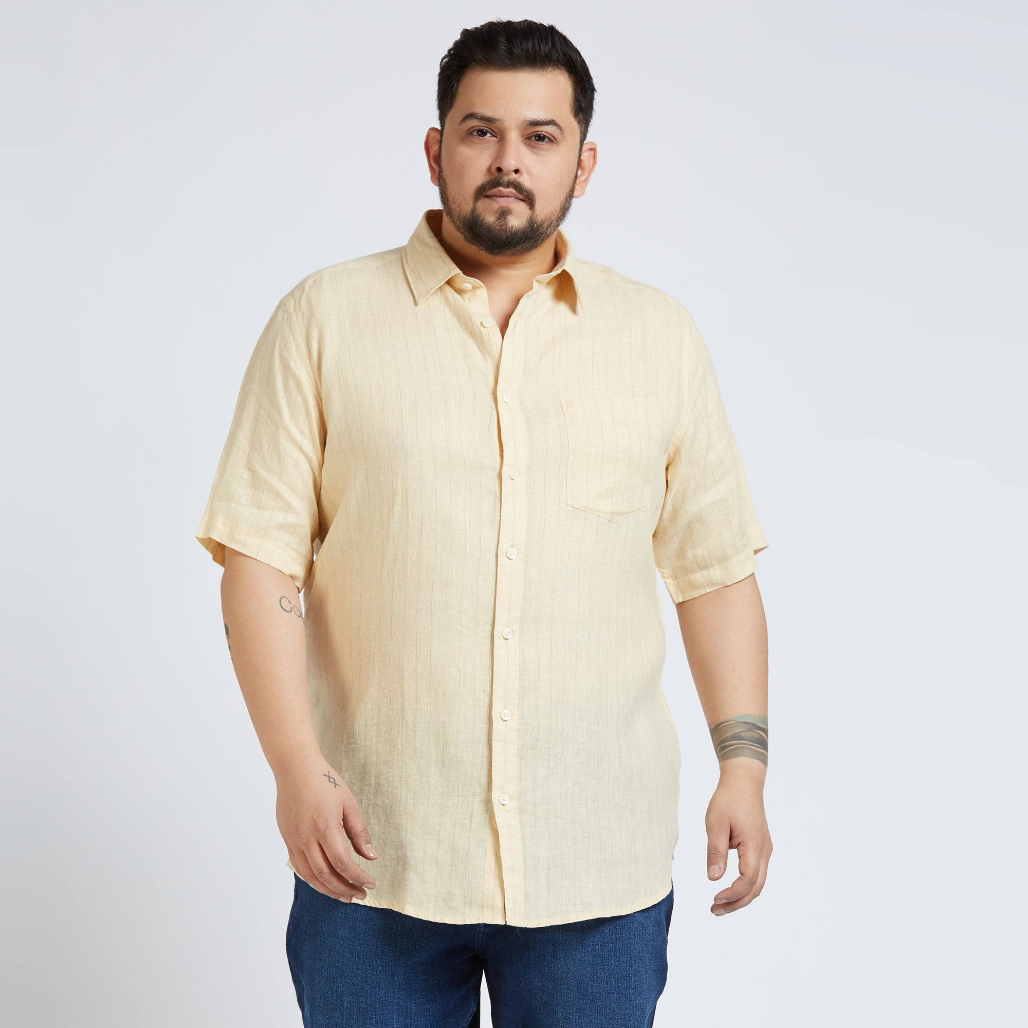 Plus Size Casual Shirt | 4XL - 10XL | 100% Linen | Cream
