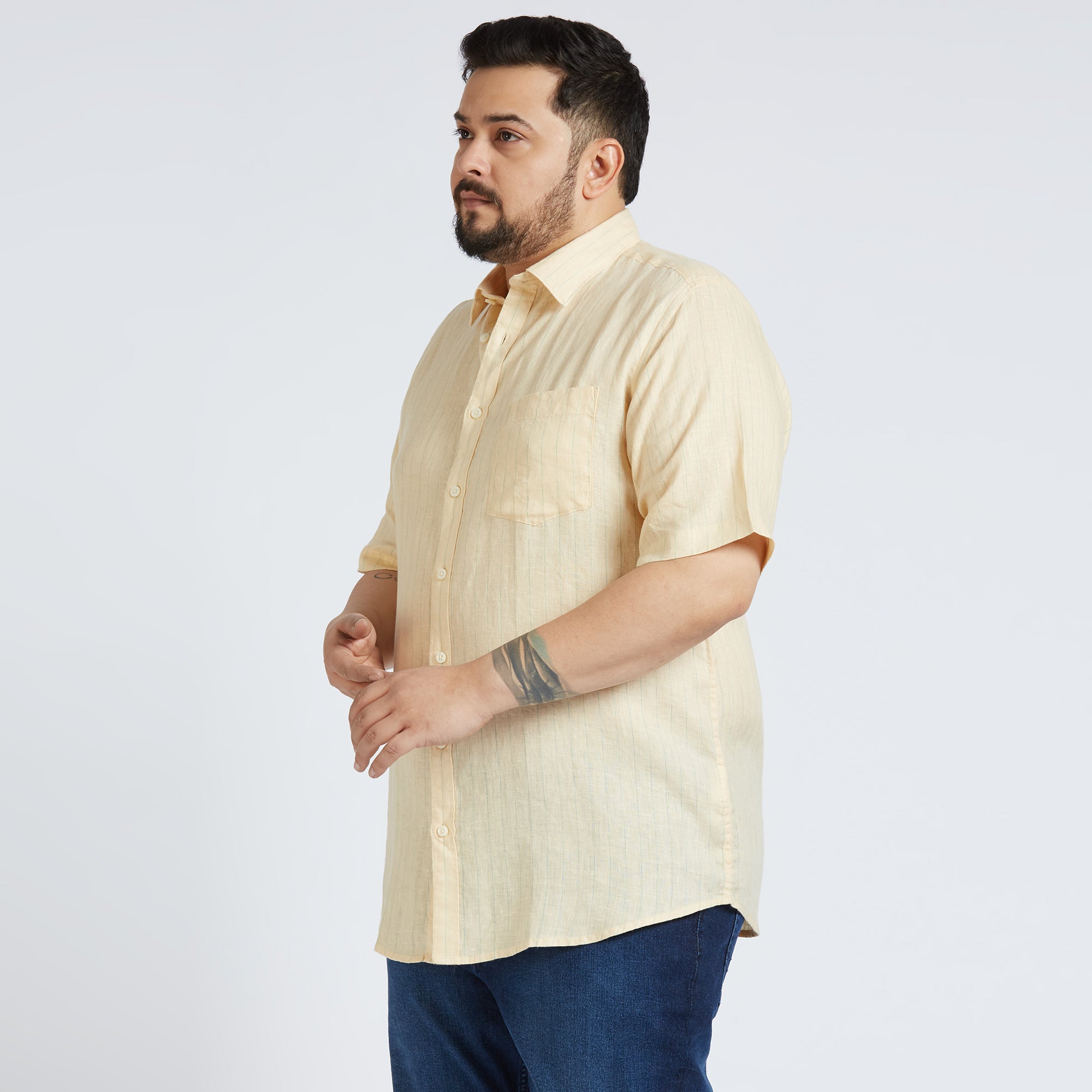 Plus Size Casual Shirt | 4XL - 10XL | 100% Linen | Cream
