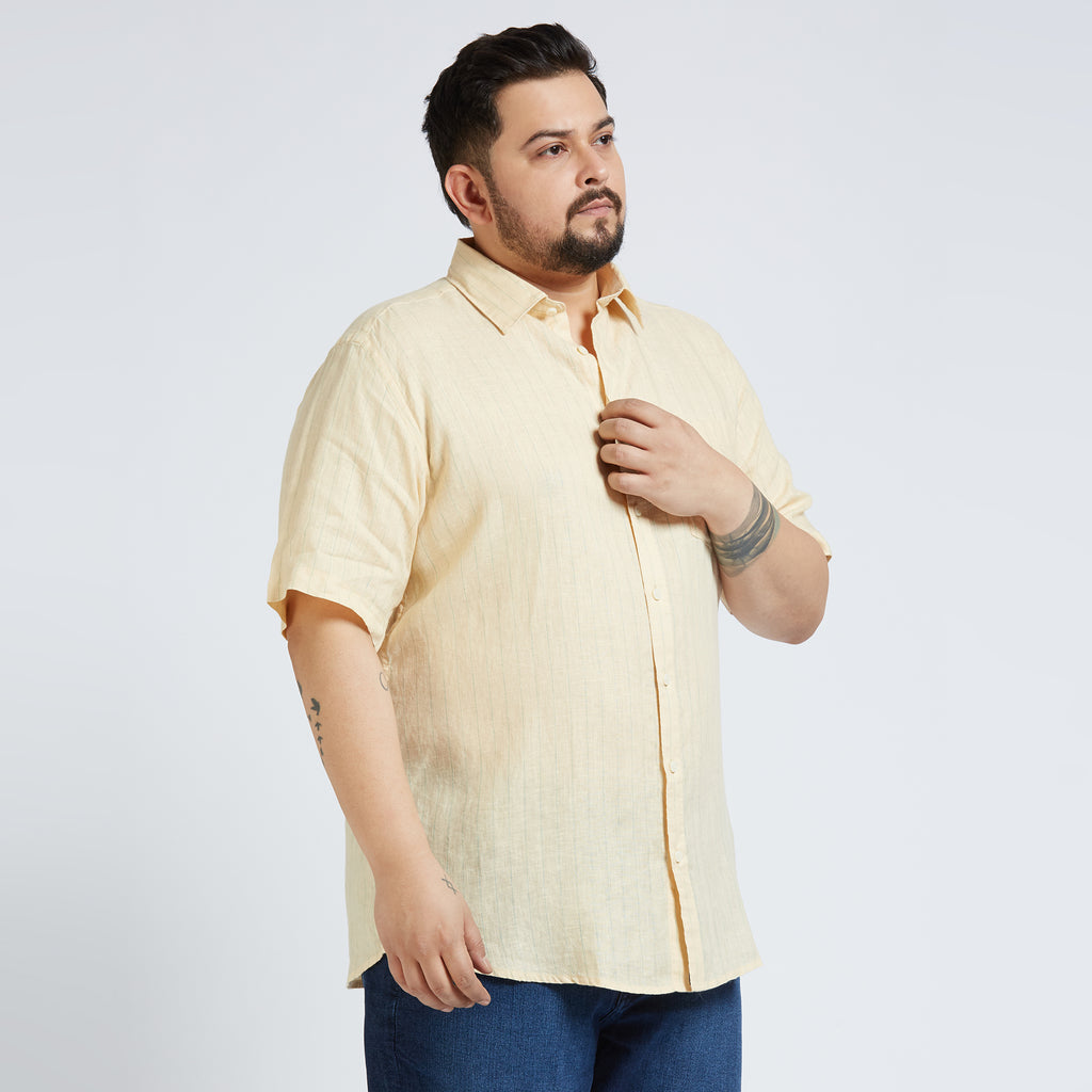 Plus Size Casual Shirt | 4XL - 10XL | 100% Linen | Cream