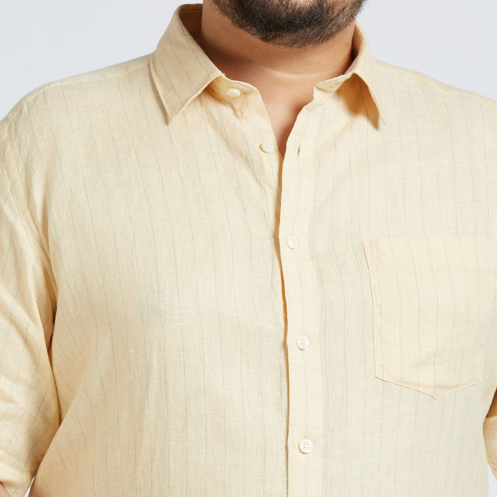 Plus Size Casual Shirt | 4XL - 10XL | 100% Linen | Cream