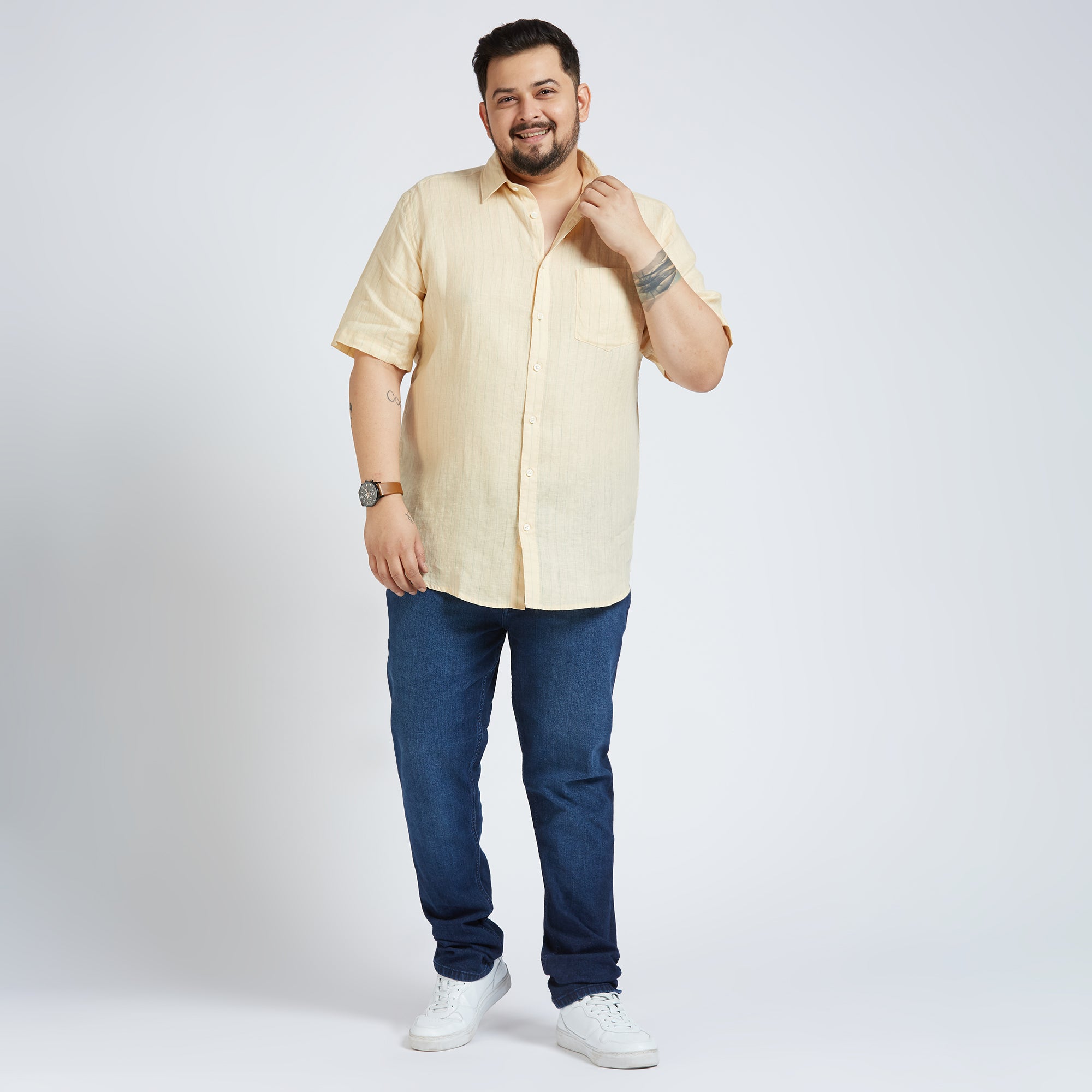 Plus Size Casual Shirt | 4XL - 10XL | 100% Linen | Cream
