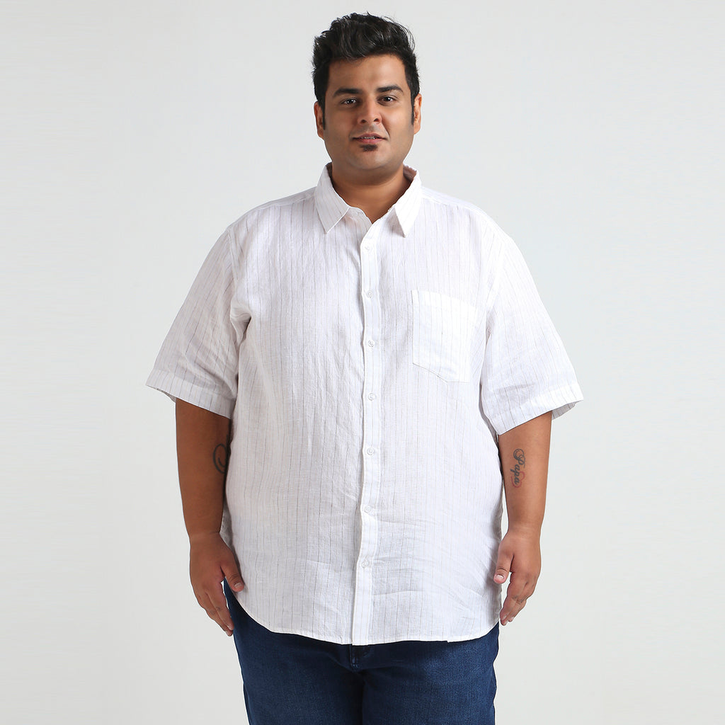 Plus Size Casual Shirt | 4XL - 10XL | 100% Linen | White