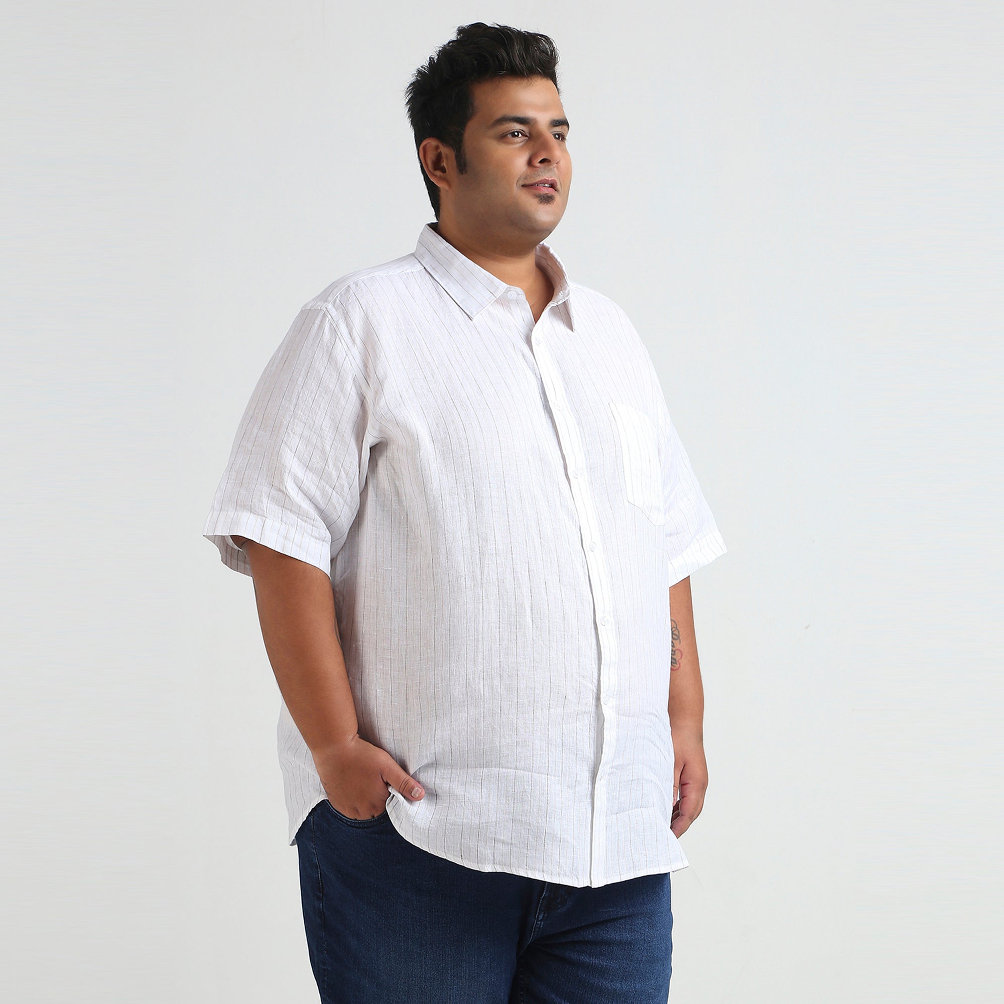 Plus Size Casual Shirt | 4XL - 10XL | 100% Linen | White