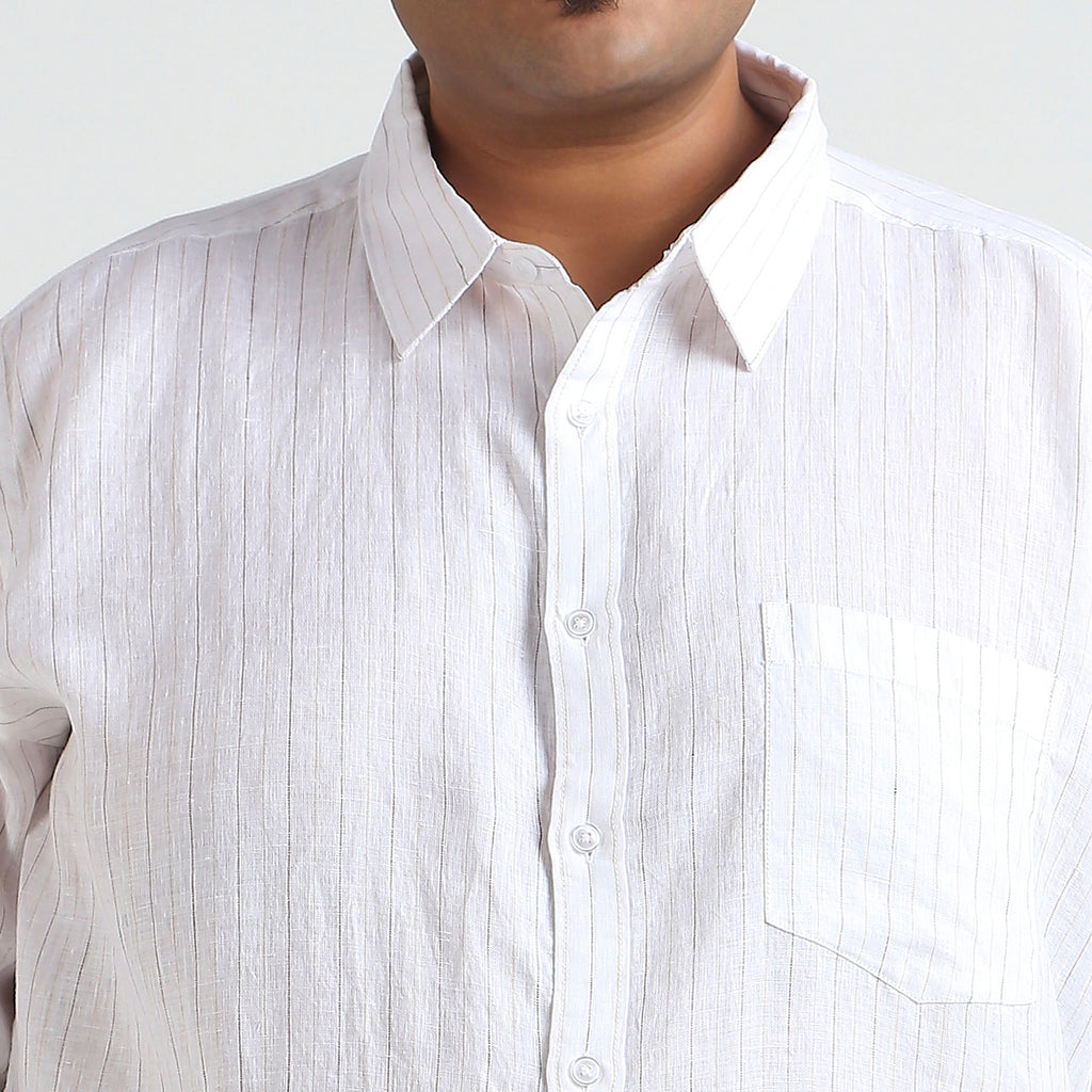 Plus Size Casual Shirt | 4XL - 10XL | 100% Linen | White