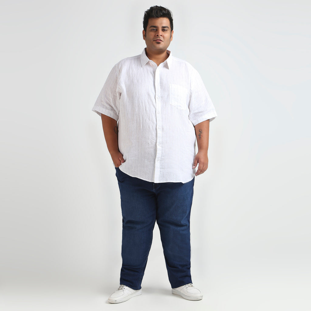 Plus Size Casual Shirt | 4XL - 10XL | 100% Linen | White