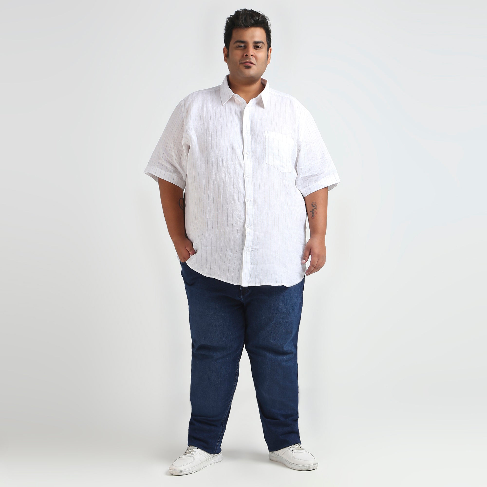 Plus Size Casual Shirt | 4XL - 10XL | 100% Linen | White