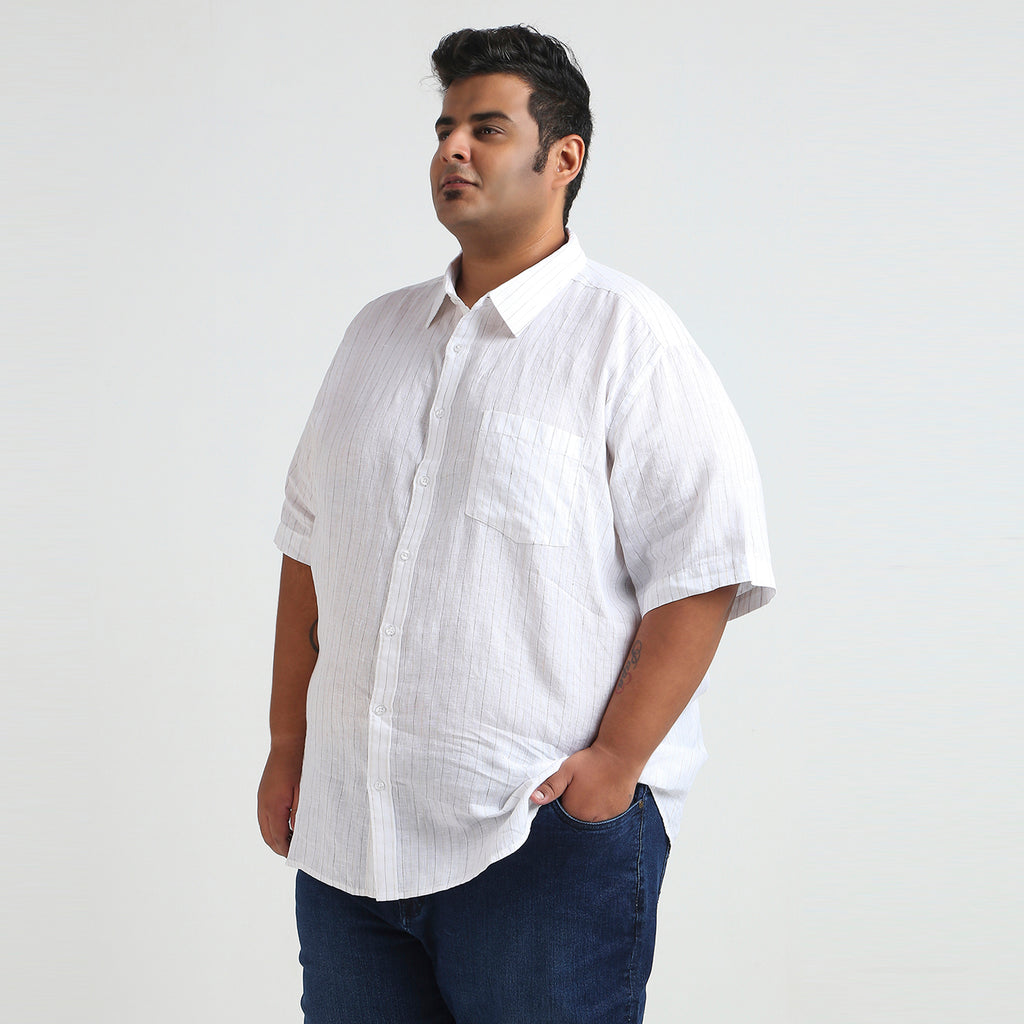 Plus Size Casual Shirt | 4XL - 10XL | 100% Linen | White