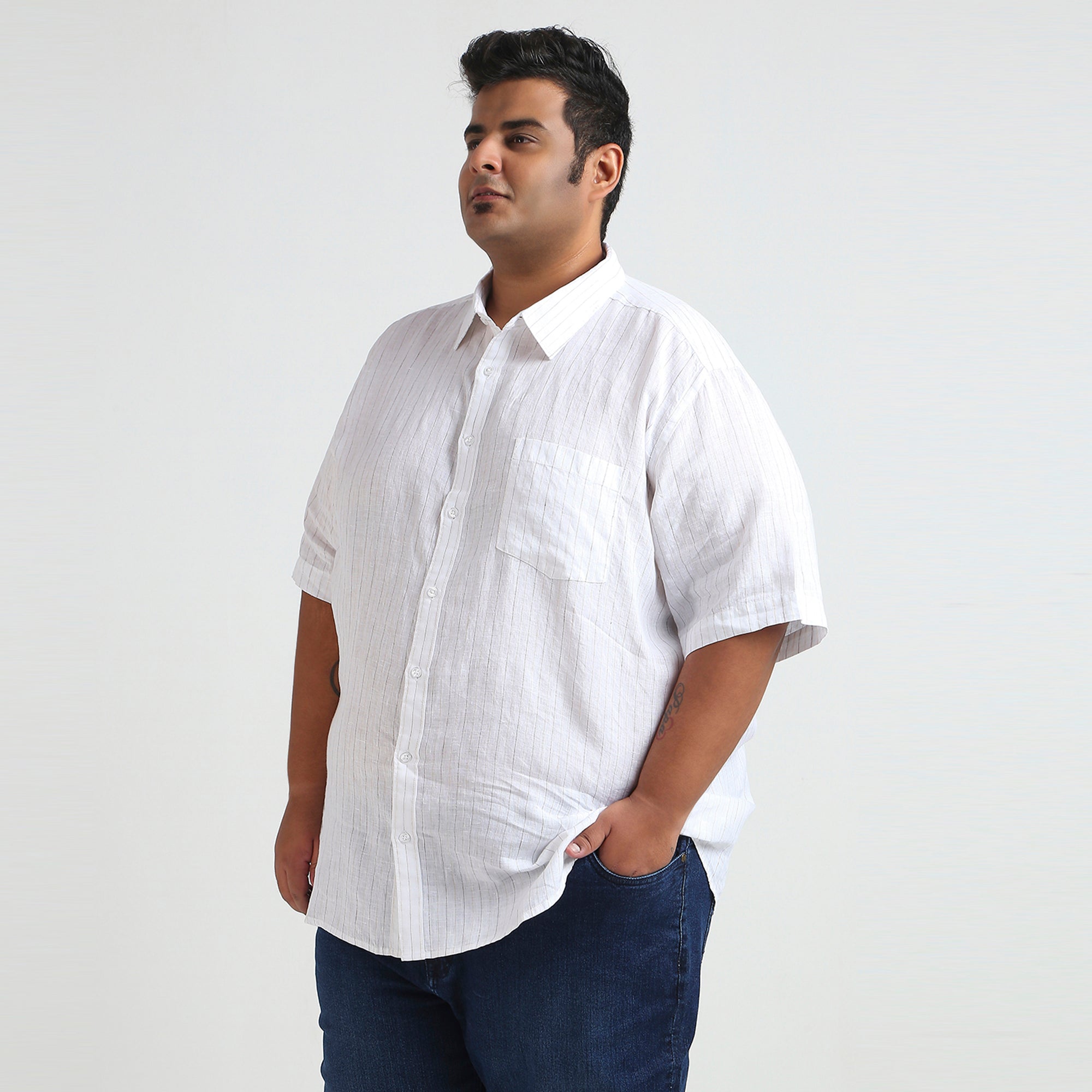 Plus Size Casual Shirt | 4XL - 10XL | 100% Linen | White