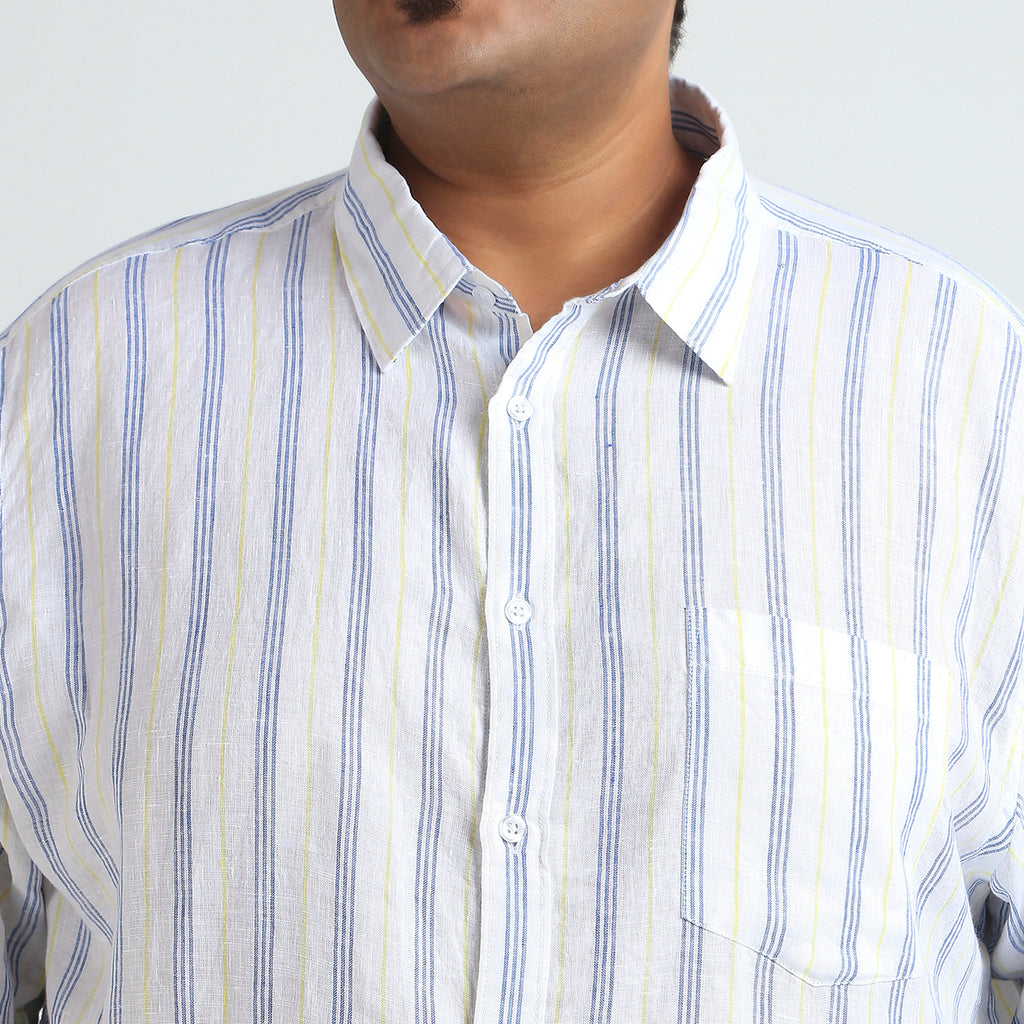 Plus Size Casual Shirt | 4XL - 10XL | 100% Linen | White