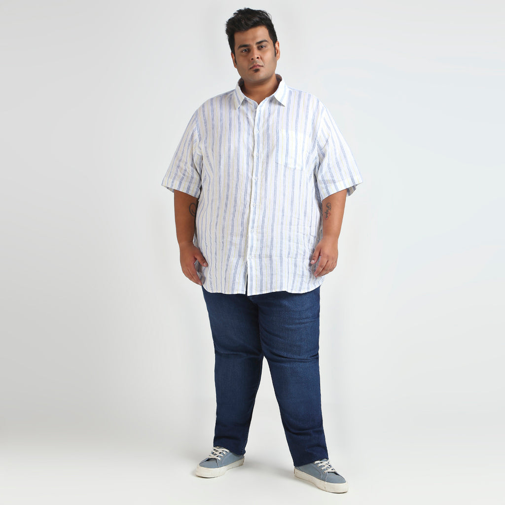 Plus Size Casual Shirt | 4XL - 10XL | 100% Linen | White