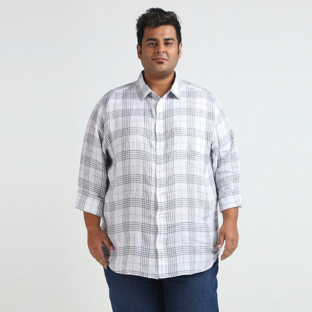 Plus Size Casual Shirt | 4XL - 10XL | 100% Linen | White
