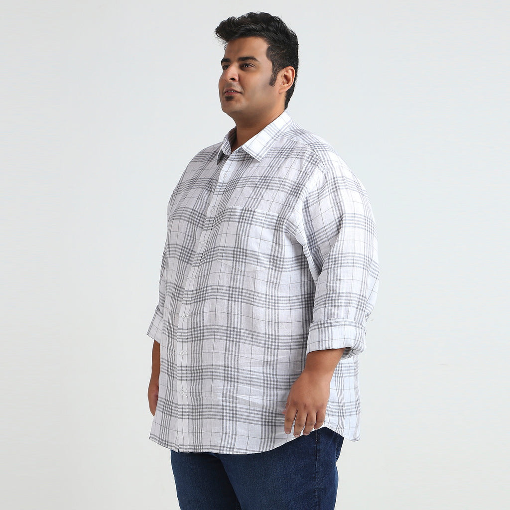 Plus Size Casual Shirt | 4XL - 10XL | 100% Linen | White