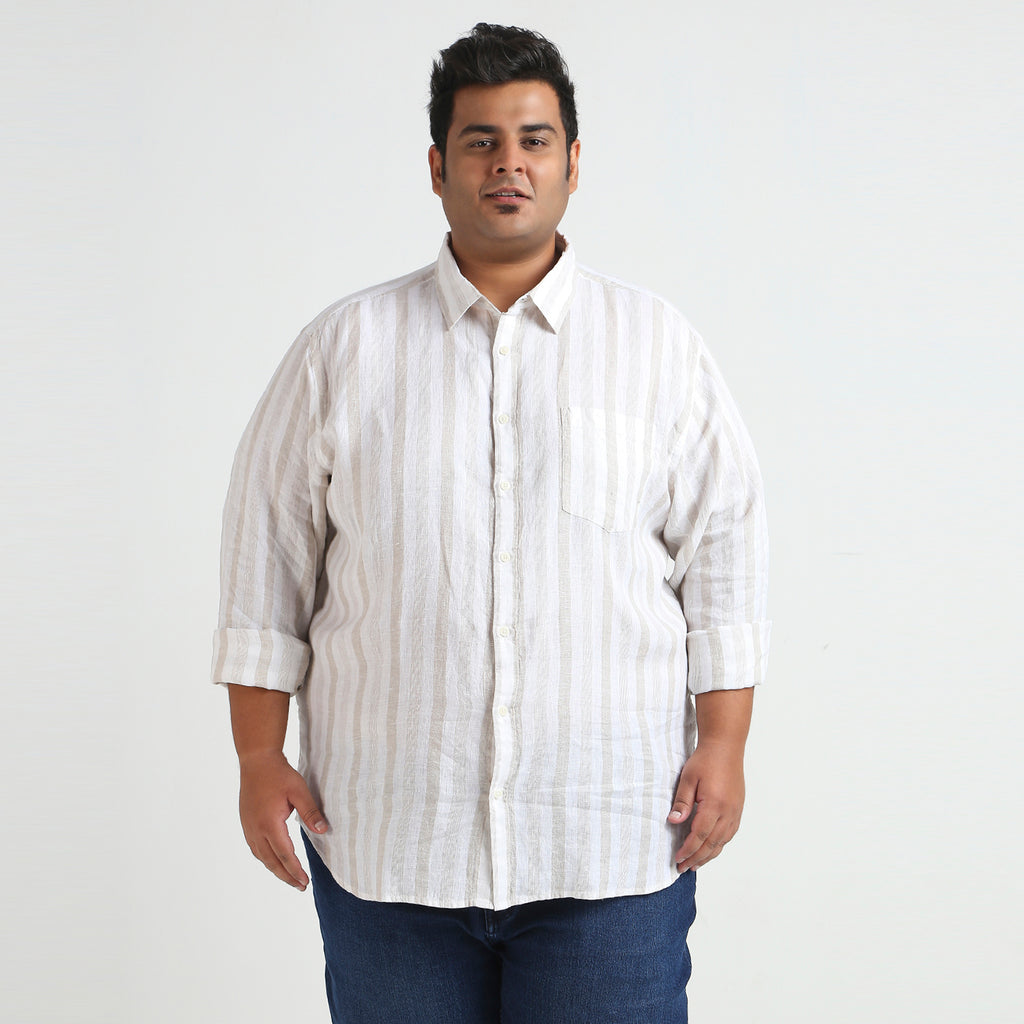 Plus Size Casual Shirt | 4XL - 10XL | 100% Linen | White