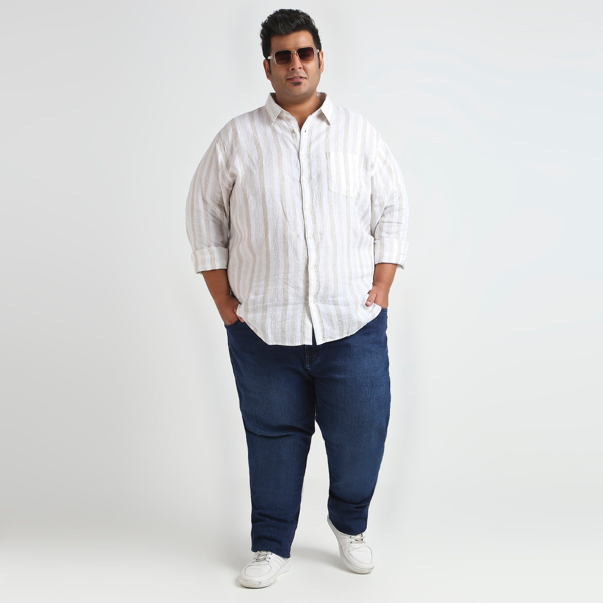 Plus Size Casual Shirt | 4XL - 10XL | 100% Linen | White