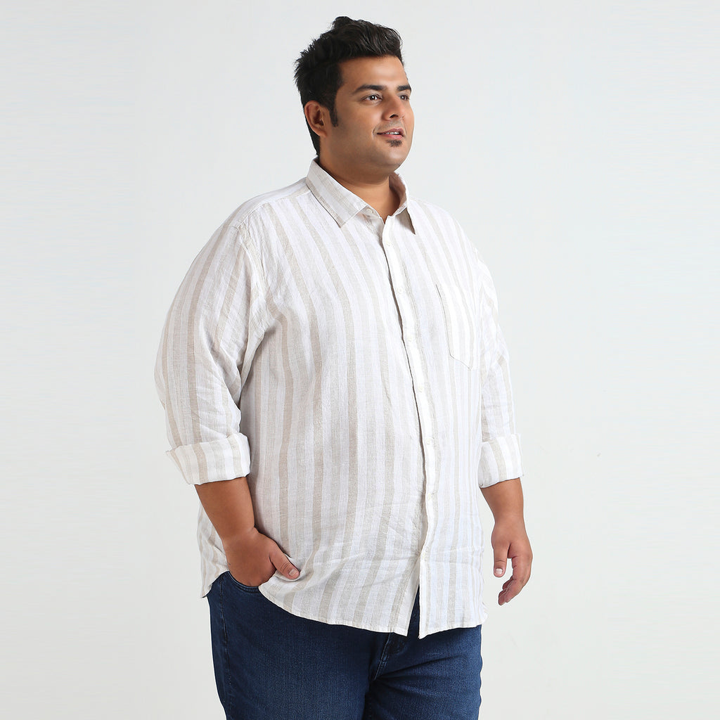 Plus Size Casual Shirt | 4XL - 10XL | 100% Linen | White