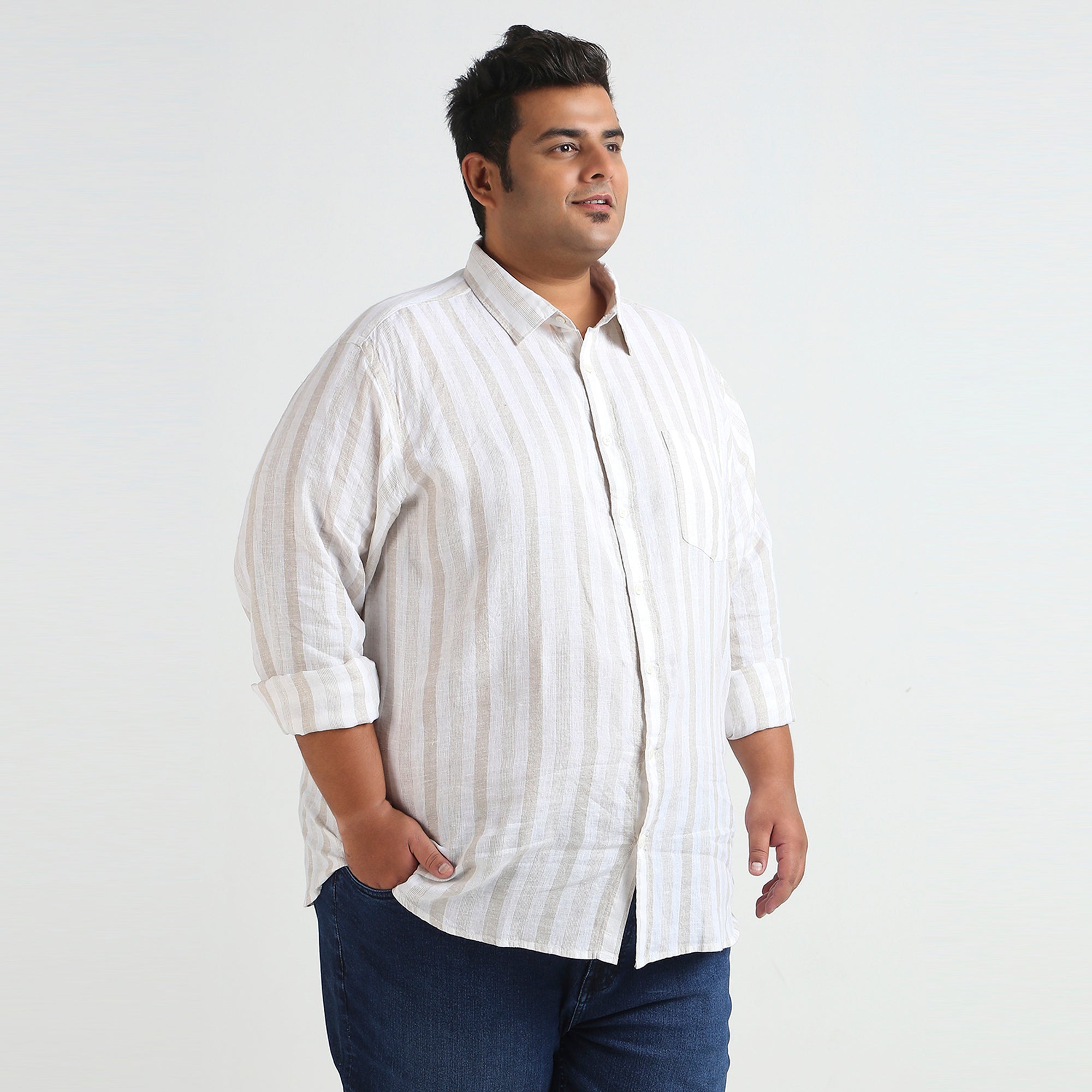 Plus Size Casual Shirt | 4XL - 10XL | 100% Linen | White