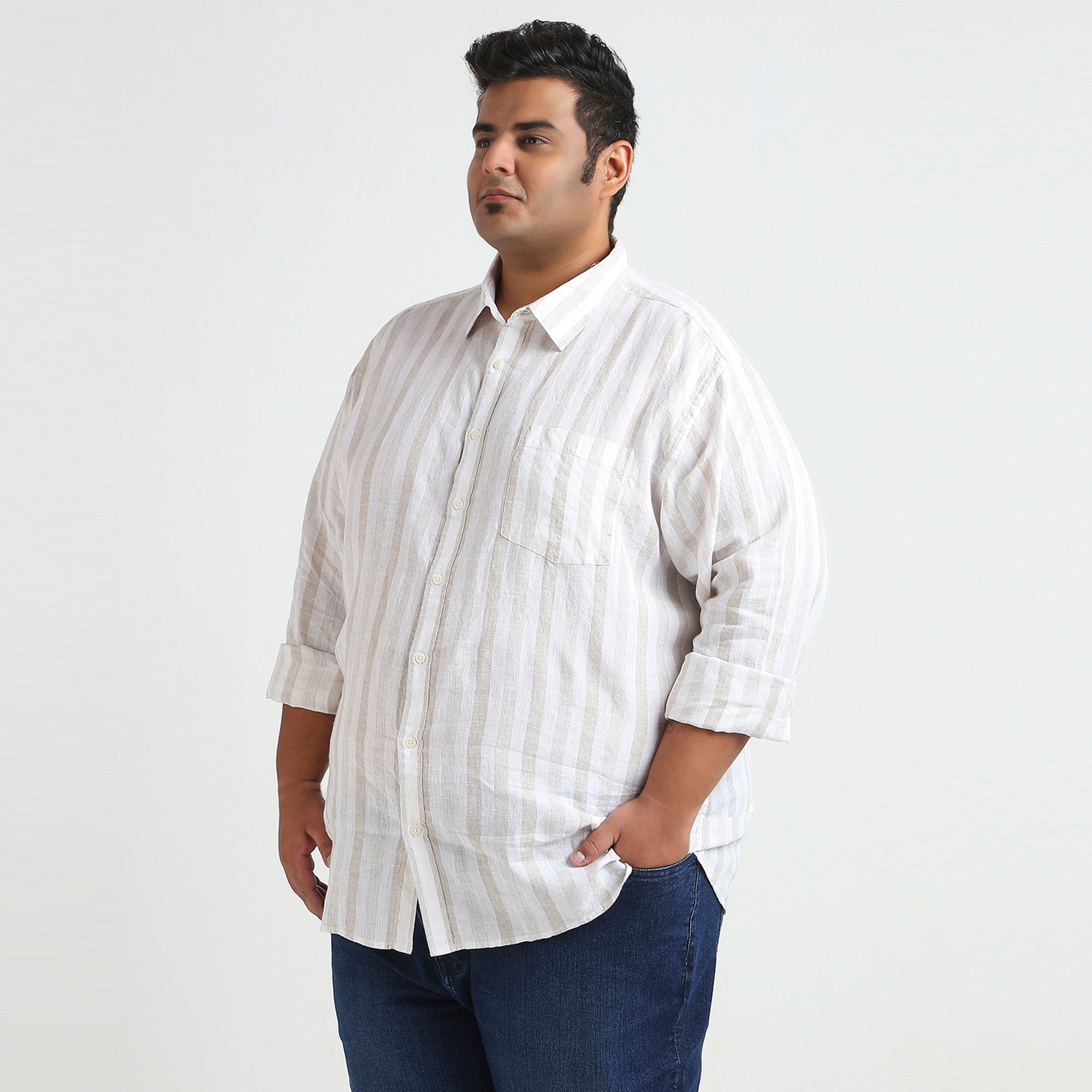 Plus Size Casual Shirt | 4XL - 10XL | 100% Linen | White