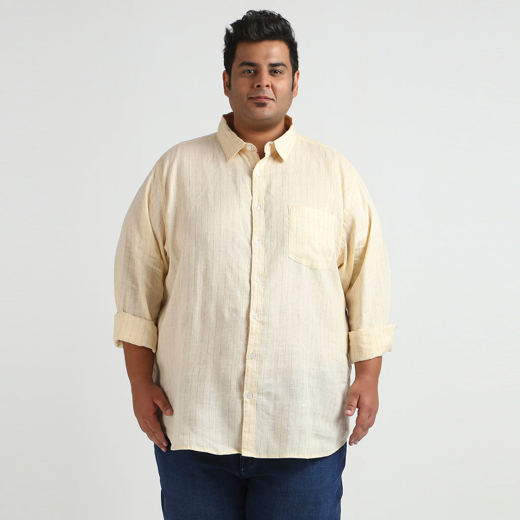 Plus Size Casual Shirt | 4XL - 10XL | 100% Linen | Cream