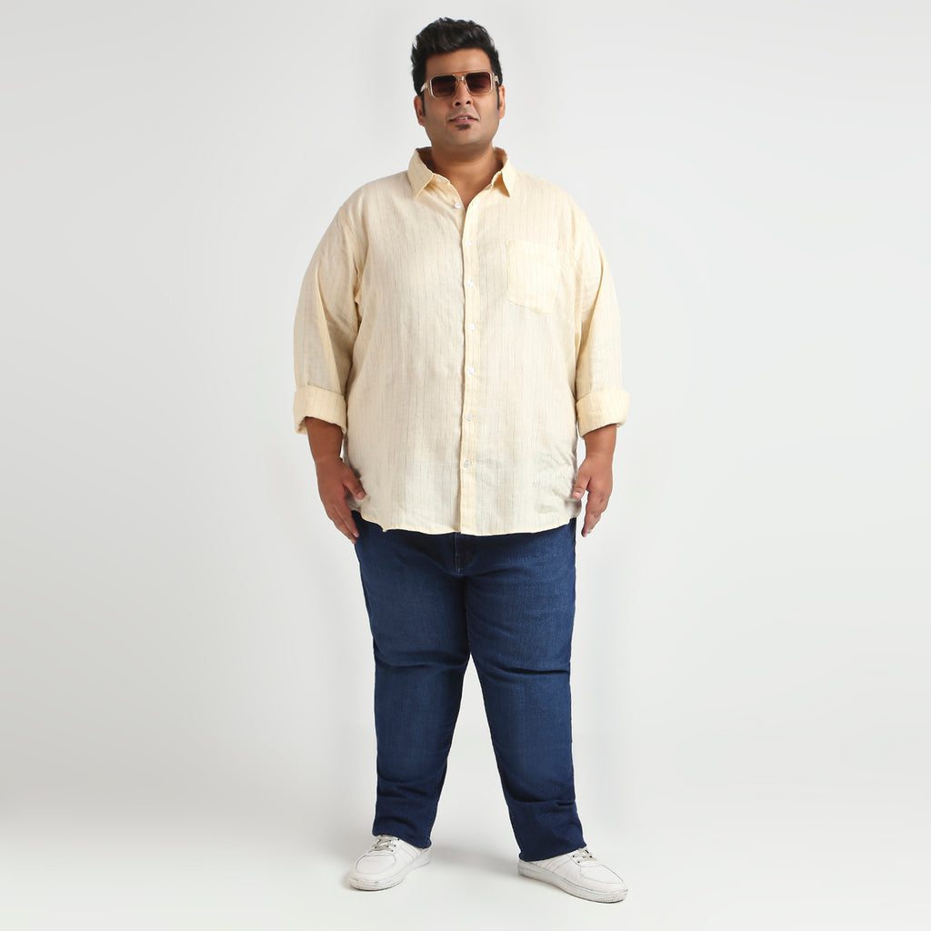 Plus Size Casual Shirt | 4XL - 10XL | 100% Linen | Cream