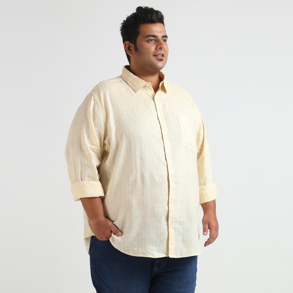 Plus Size Casual Shirt | 4XL - 10XL | 100% Linen | Cream
