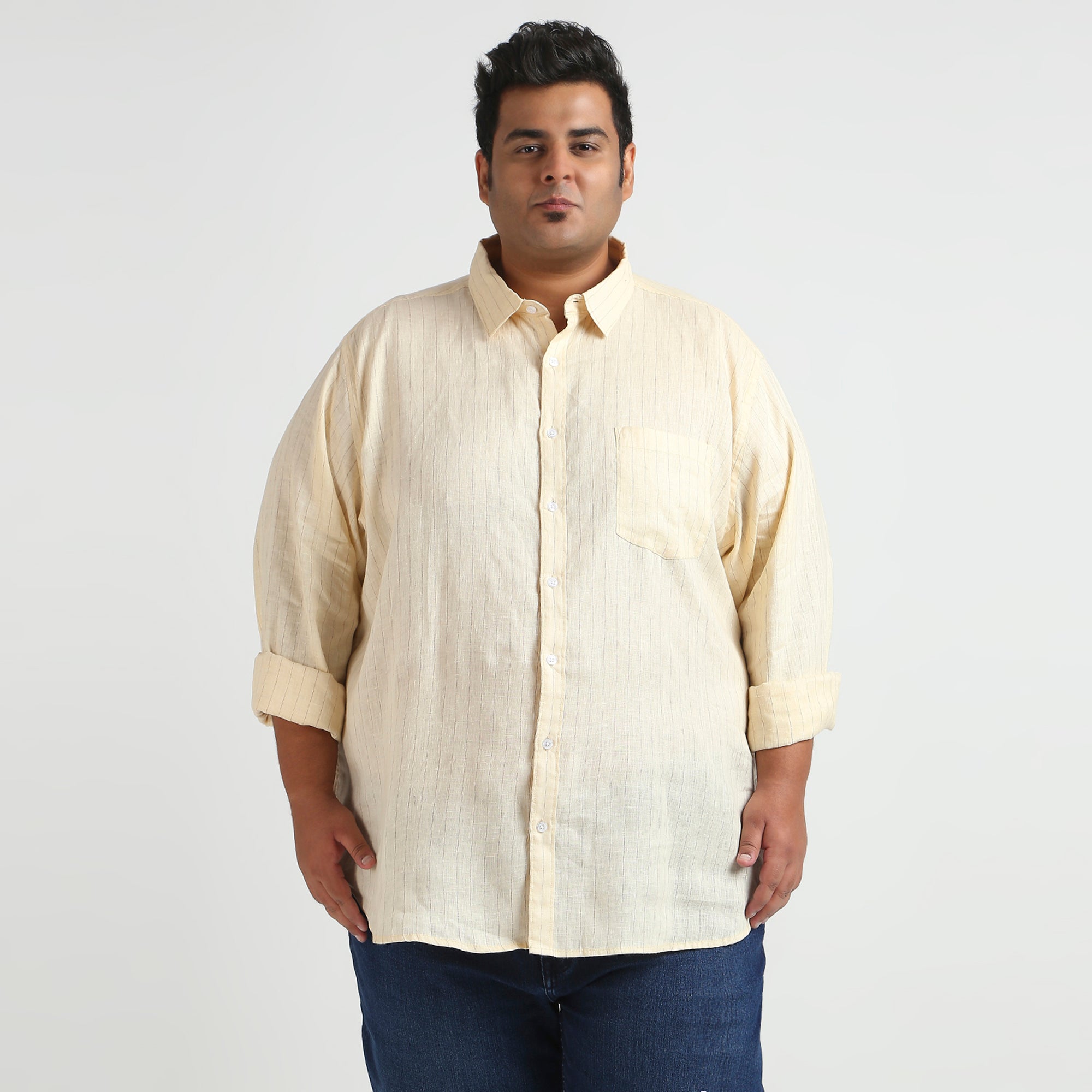 Plus Size Casual Shirt | 4XL - 10XL | 100% Linen | Cream