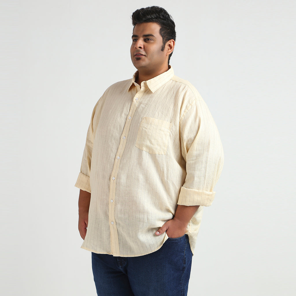 Plus Size Casual Shirt | 4XL - 10XL | 100% Linen | Cream