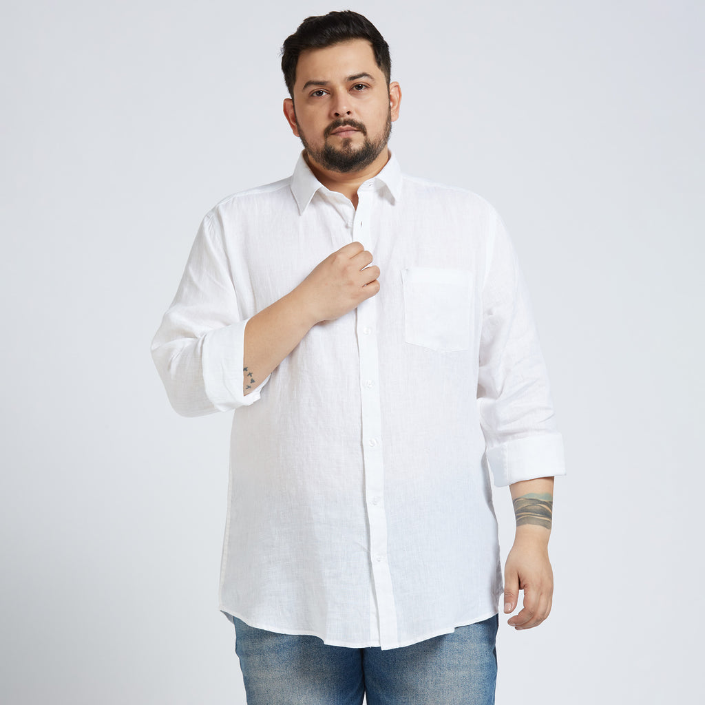 Plus Size Casual Shirt | 4XL - 10XL | 100% Linen | White
