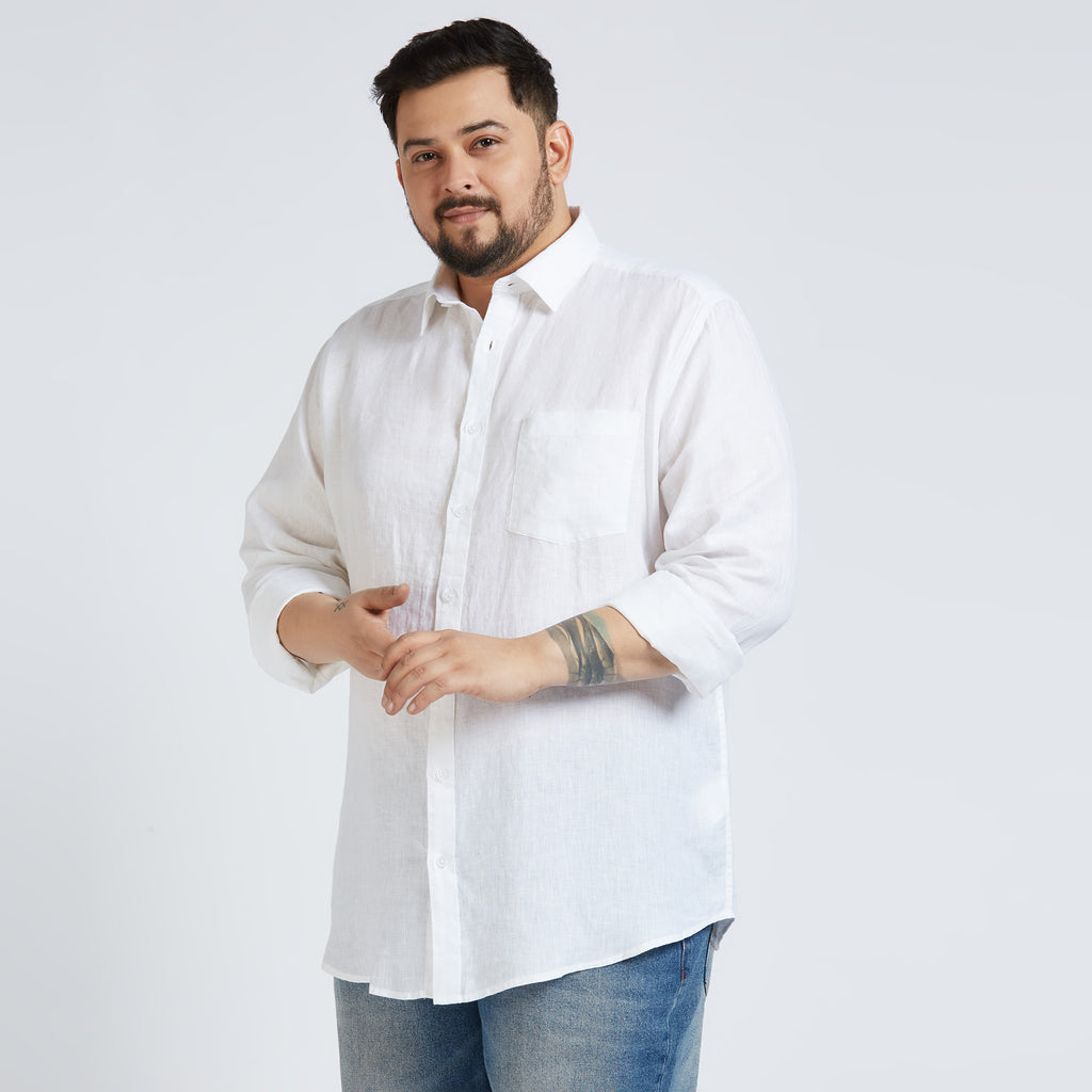 Plus Size Casual Shirt | 4XL - 10XL | 100% Linen | White