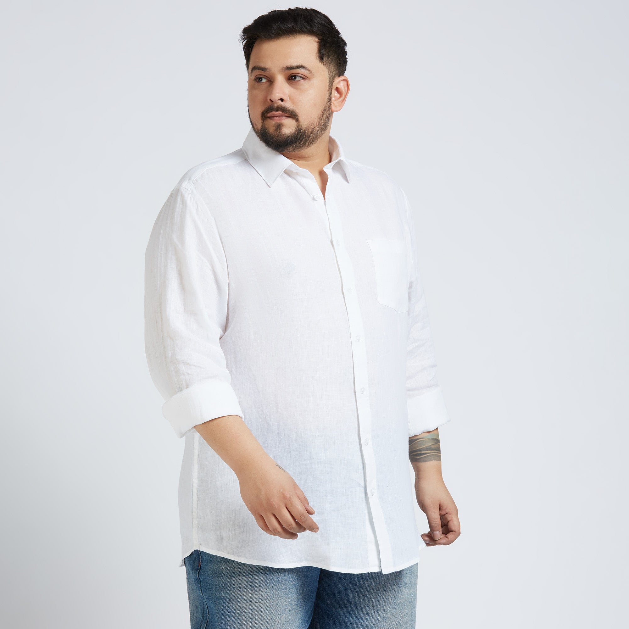 Plus Size Casual Shirt | 4XL - 10XL | 100% Linen | White
