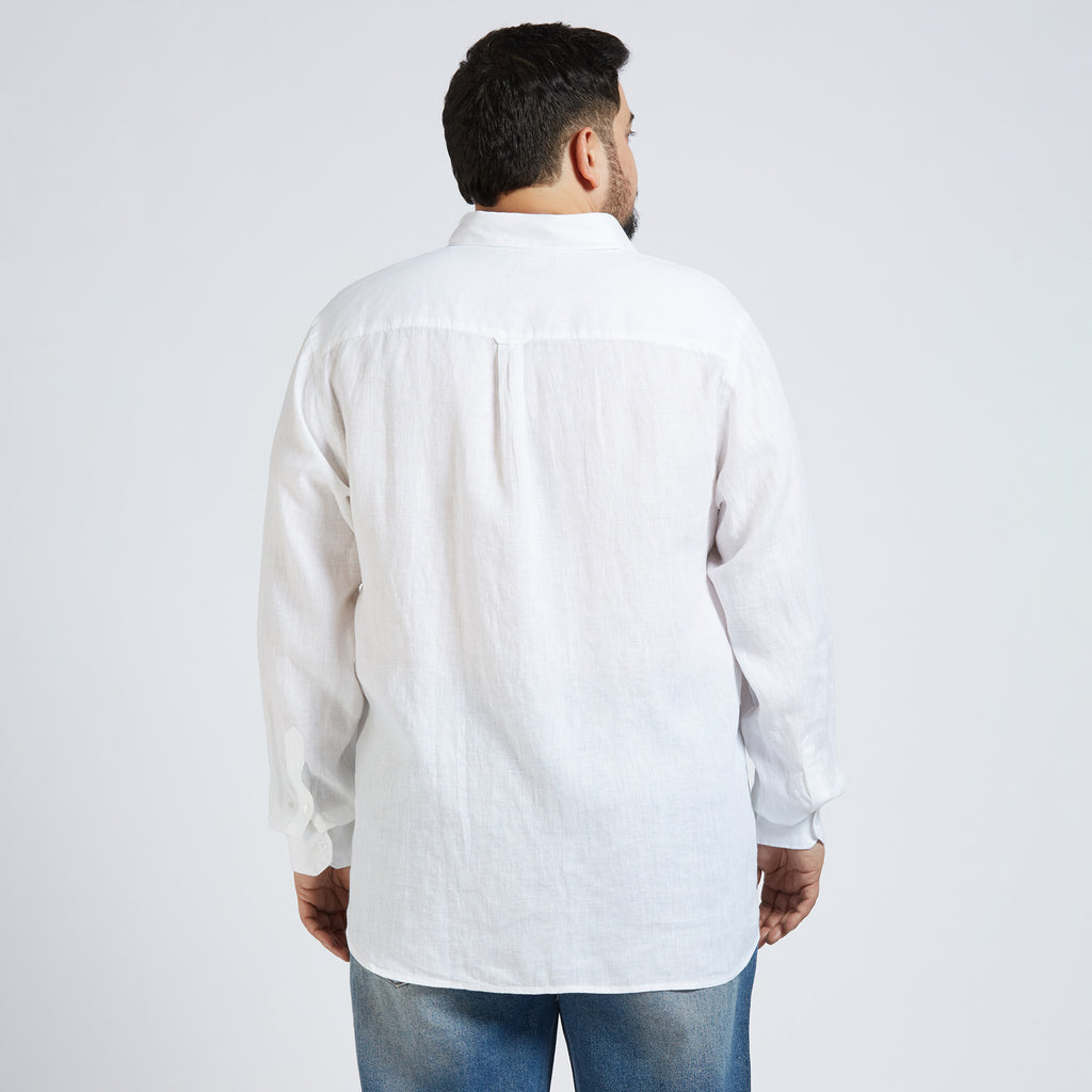 Plus Size Casual Shirt | 4XL - 10XL | 100% Linen | White