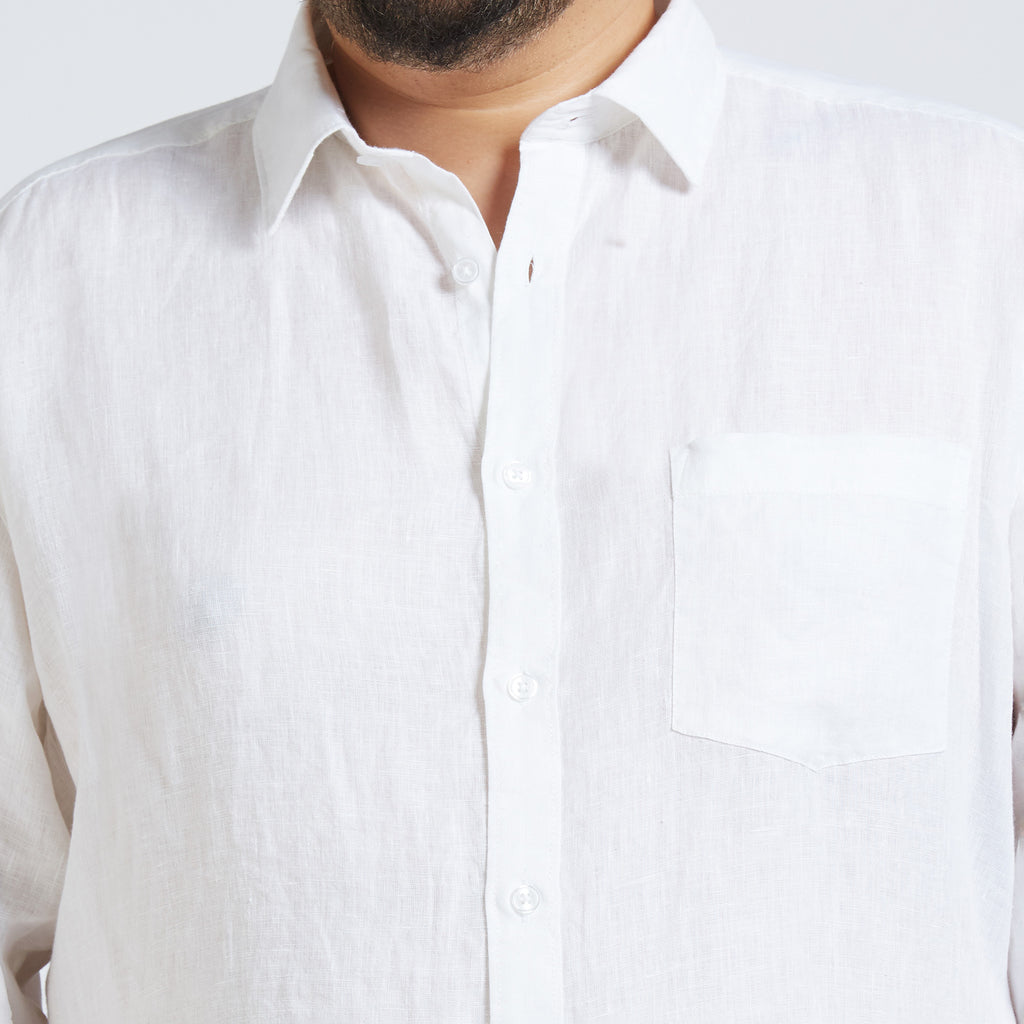 Plus Size Casual Shirt | 4XL - 10XL | 100% Linen | White