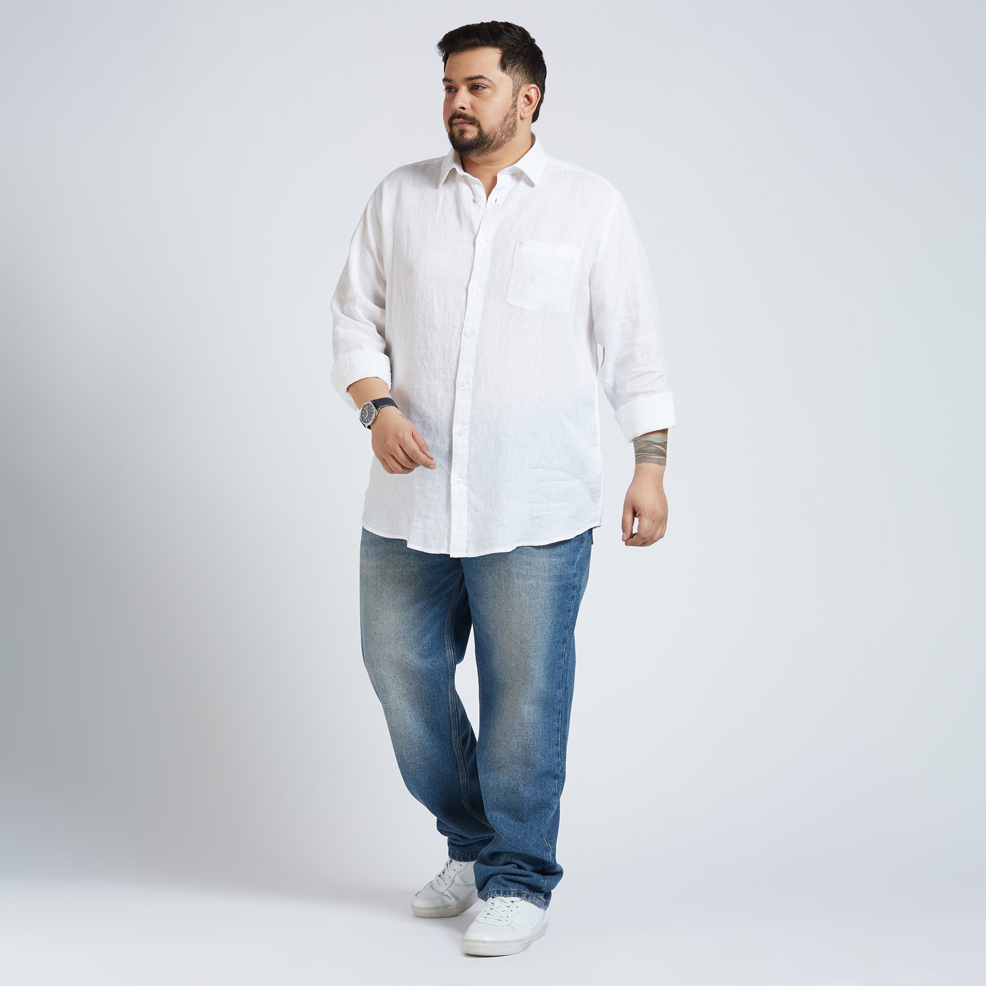 Plus Size Casual Shirt | 4XL - 10XL | 100% Linen | White